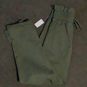 ARMY GREEN PAPERBAG WAISTED PANTS